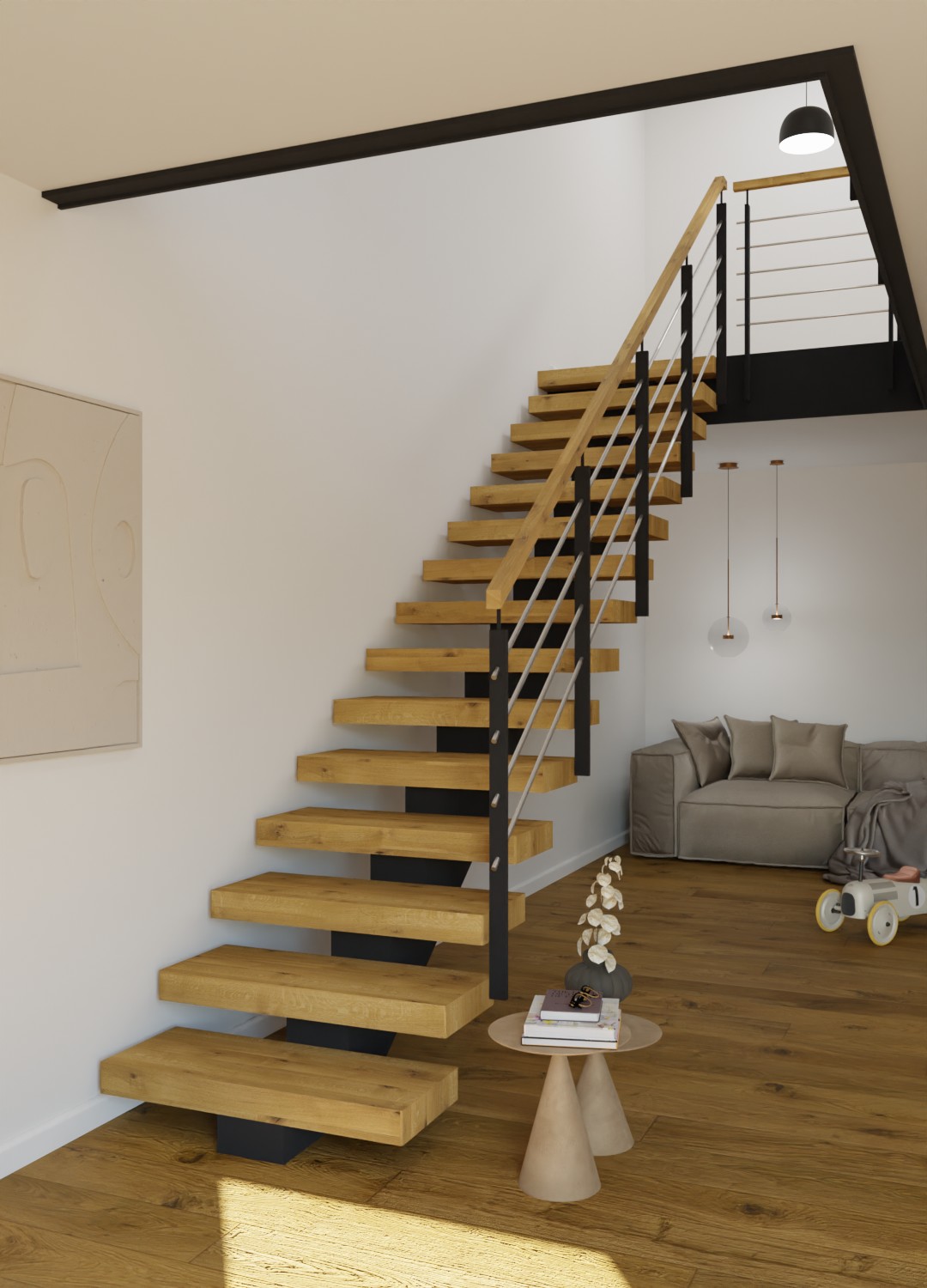 Mittelholmtreppe mit Relinggeländer